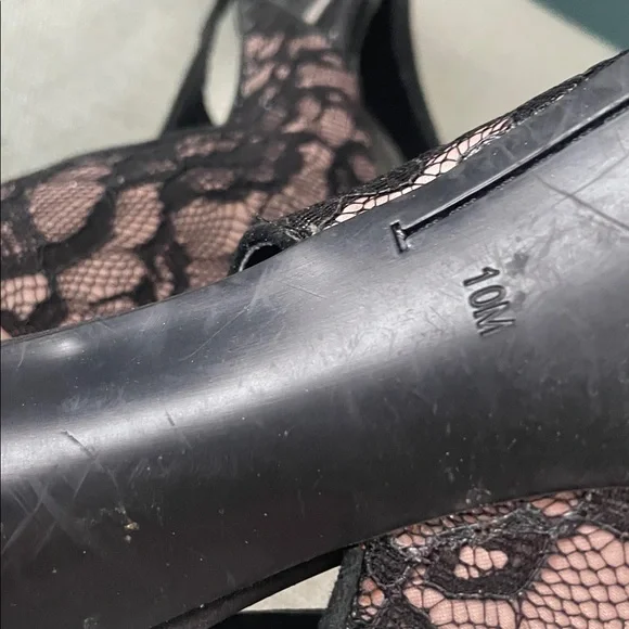 Guess Black Lace Overlay Pink platform Heels vintage - Picture 11 of 12